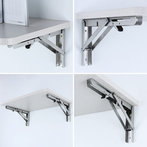 Hardibosi Stainless Steel Folding Triangular <b>Bracket</b> Support Heavy Duty Shelf Wall Mount <b>Bracket</b> For Shelves - Product Image 2