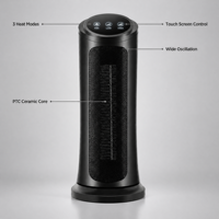 Chauffage d'appoint céramique PTC 2000W avec télécommande, écran tactile, effet cheminée et humidificateur