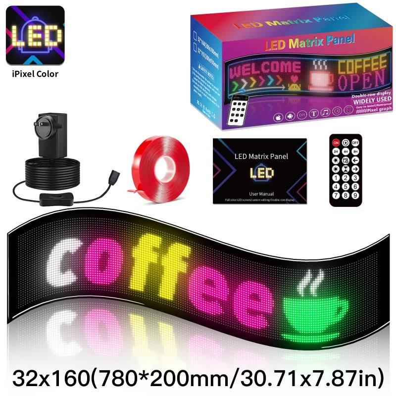 Web App Control Led Display 32*160 Pixel Programmable APP Control Led Name Logo Sign Flexible Led ...