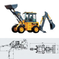 Harga Backhoe Loader China Loader 4*4 Sangat Kuat Backhoe Loader Excavator 1 Ton