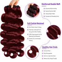 Extensions de cheveux humains colorés rouges 100% naturels, mèches brutes vietnamiennes