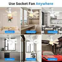 Ventilateur de chambre à coucher universel portable ventilateur avec télécommande E27 tête de lampe rotative sans bruit Led ventilateur de plafond lumière
