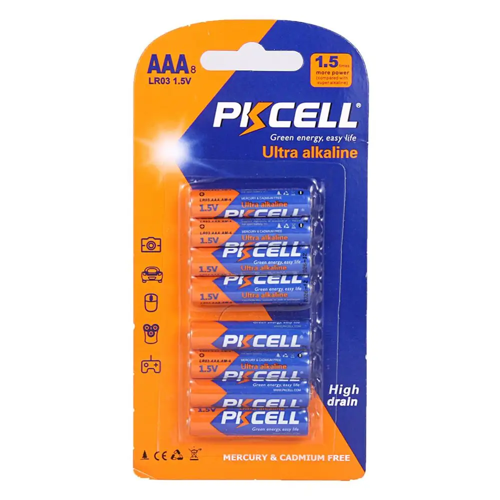 PKCELL duration time 140mins 1.5v aaa lr03 no.7 alkaline dry cell toys battery
