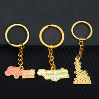 Porte-clés en métal couleur or tendance, personnalisables avec nom et lettre, porte-clés 3D en métal rose, porte-clés en émail souple pour filles
