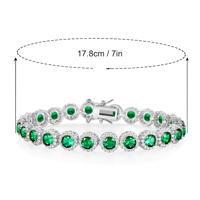 Bracelet tennis de luxe Angel Girl en laiton 5 mm avec fermoir en forme de huit, zircon vert, plaqué or 18 carats et platine pour femme