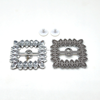 Boucle de chaussure creuse en strass, boucle à ardillon brillante entièrement sertie de diamants, accessoires décoratifs électroplaqués pour chaussures, vente en gros