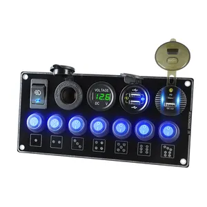 Wholesales Fast Charger Car Master Panel Light Switch 18W*4 7 Gang Boat Switch Panel Marine