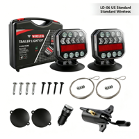 Feu arrière LED sans fil LD-06 (norme US) avec ventouse magnétique, étanche, haute luminosité 12-24V 3000 Lumens pour remorque