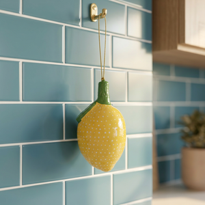 Ornement suspendu en résine jaune, feuille peinte à la main, pendentif fruité, décoration pour arbre de Noël ou maison - Product Image 4