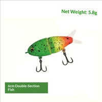 Leurre artificiel multi-segments 6cm/5.8g, type Swimbait et Glide Bait, à coulée lente, pour la pêche au bar, à la perche et au brochet en eau douce