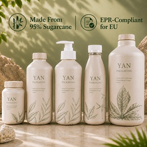 Emballage <span class=keywords><strong>YAN</strong></span>, flacon pompe en pulpe de bagasse de canne à sucre compostable et recyclable, populaire, vide, 120 ml, 350 ml, 1 L, pour gel douche - Product Image 1