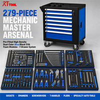 Chariot à outils RT TOOL à 7 tiroirs, armoire à extension complète, casier latéral verrouillable, roulettes industrielles