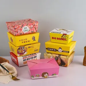 Custom Takeaway French Fries Fast Food Packaging Burger Box, Disposable To Go Box Restaurant Fried Fish Shrimp Chicken Wing Box