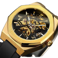 Montre mécanique pour homme de 41 mm avec bracelet en silicone transparent squelette, style sport et mode, aiguilles lumineuses, haute qualité, charme et luxe