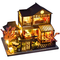 Kit de maison miniature en bois 3D à faire soi-même avec lumières LED, jouet créatif, cadeau d'anniversaire, vente en gros