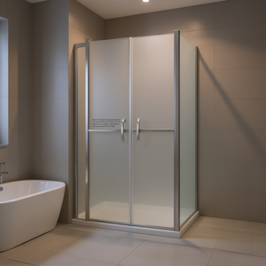 Puerta de Ducha Esmerilada de 31.9x74.8 Pulgadas con Marco Plateado, Puerta Corredera de Vidrio Templado, Diseño Minimalista, Forma Rectangular - Product Image 2