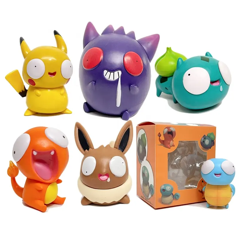 Kotak warna koleksi Model Pokemon ornamen meja lucu 3-5CM berbagai gaya mainan figur kartun Pokemon