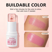 Barra de Rubor 3 en 1 con Cambio de Color por Temperatura, Empaque en Forma de Flor, Rubor en Gel, Kit de Rubor Labial de Marca Privada, Maquillaje Permanente