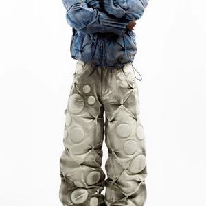 Pantalones Vaqueros Anchos de Mezclilla Lavada a la Piedra, Estilo Hip Hop Vintage de Alta Calidad, Personalizados, para Hombre - Product Image 4