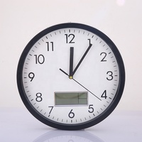 Horloge murale circulaire numérique à quartz de 10 pouces, design minimaliste, fonctionnant sur piles, avec affichage de la température et du calendrier, vente en gros