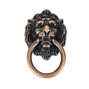 Tirador de <span class=keywords><strong>puerta</strong></span> de la cabeza del León de latón antiguo, manija de aleación de Zinc, muebles clásicos dorados, armario, pequeños, anillo con mango de cabeza de león - Product Image 6