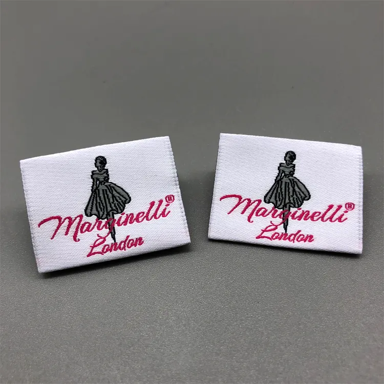 Wholesale Cheap End Fold Custom Polyester Woven Clothing Labels Woven White Labels