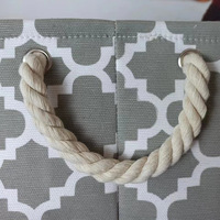 Organisateur de rangement en coton et lin, boîte de rangement rectangulaire pliable pour papeterie et maquillage, panier de rangement pliable en toile avec poignées