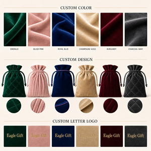 Sacs d'emballage en velours à cordon de serrage, doux au toucher, résistants à la poussière, personnalisables avec logo, différentes tailles, pour cadeaux de bijoux, achat en gros, petites pochettes - Product Image 6
