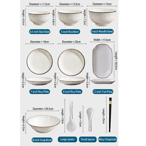 HighLooks Ceramic Bowls and Plates New Collection <b>Dinnerware</b> <b>Set</b> <b>for</b> Home Use-Rice, Noodle, and Soup Bowls-Perfect - Product Image 6