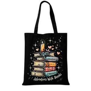 Sac fourre-tout en toile tendance pour femme, imprimé lettres et dessins animés, écologique, réutilisable, portable, pour courses, épicerie, cadeau, tout usage - Product Image 1