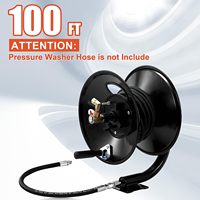 Enrouleur de tuyau de nettoyeur haute pression de 100 pieds en acier robuste 3/8 enrouleur de tuyau à manivelle pour lavage de voiture