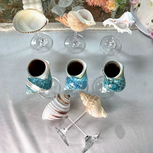 Vaso de chupito de concha marina natural con tallo transparente, hecho a mano, temática costera y oceánica, taza decorativa para beber, regalo para fiestas, venta al por mayor - Product Image 4