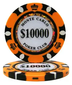 Orange $10000 Monte Carlo 14g Clay Poker Chips