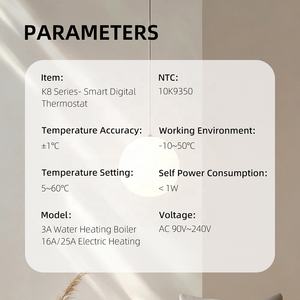 Thermostat intelligent WiFi pour chaudière à <span class=keywords><strong>gaz</strong></span>, chauffage au sol électrique, avec écran LCD blanc-gris, contrôle par application Tuya <span class=keywords><strong>et</strong></span> commande vocale - Product Image 3