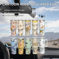 Mug de voyage isotherme en acier inoxydable à double paroi de 40 oz avec paille, motif personnalisé, classique, pour sublimation