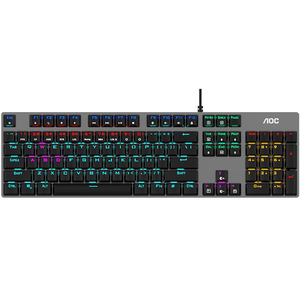 AOC GK410 Mechanical <b>Keyboard</b> Blue Switches Hybrid Lighting Wired <b>USB</b> Gaming Desktop Laptop Use - Product Image 1