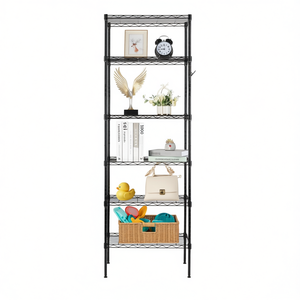 Étagère de rangement au sol en acier au carbone noir 100x70cm, cinq niveaux, étagères de garage industrielles avec conception détachable - Product Image 1