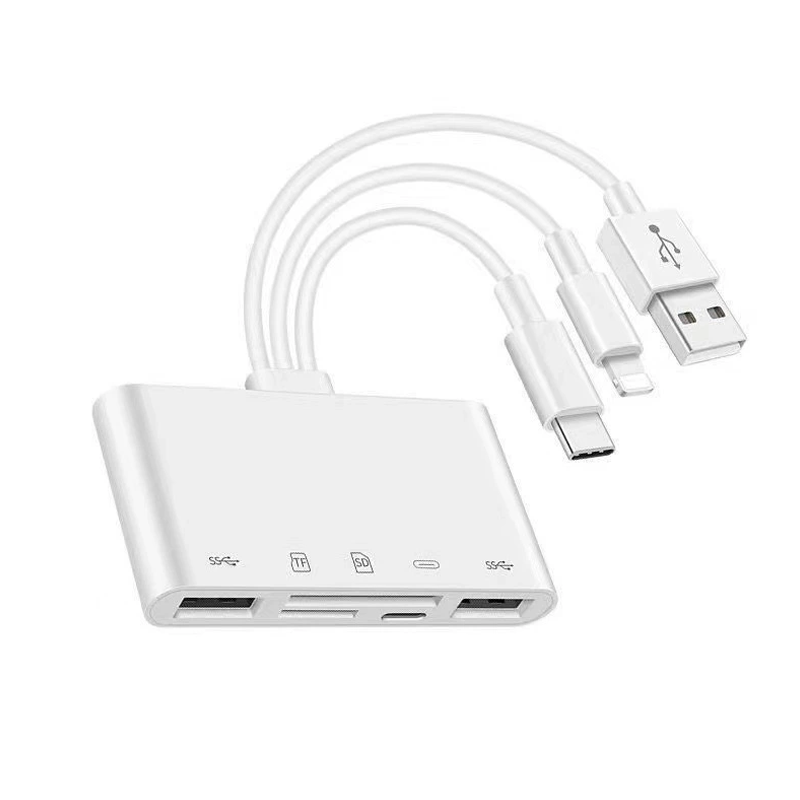 Tipo-c + 8pin + USB a la tarjeta SD + TF Card + Charging + USB * 2