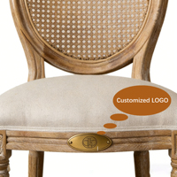 Chaise de style français chic, en chêne provincial, en rotin, dossier ovale, en bois massif, empilable, salon, mariage, événement, hôtel, salle à manger, Louis XVI