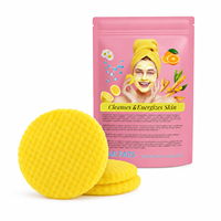 Pembersih Wajah Berbahan Kunyit dan Asam Kojic dengan Vitamin C B5, Bantalan Scrub Gula untuk Mengoreksi Noda Hitam, 40 Lembar