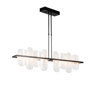 침실 허바튼 단조 조명을위한 현대 검은 Vitre 원형 LED 유리 반지 펜던트 샹들리에 공장 가격 - Product Image 2