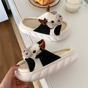 Haute qualité mode pantoufles chaudes lait vache vache laitière conception confortable coton semelles souples dames femmes intérieur extérieur maison pantoufle - Product Image 4