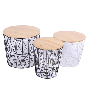 Moderner Nachttisch Beistelltisch mit Eisengestell und Holzplatte Große Aufbewahrungskapazität Langlebiger Couchtisch für Wohnzimmer und Schlafzimmer - Product Image 1