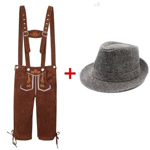 Lederhosen traditionnels allemands à bretelles - Short en daim brodé pour l'Oktoberfest avec options <span class=keywords><strong>de</strong></span> chapeaux personnalisables - Product Image 4