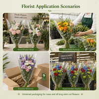 Emballage transparent en cellophane pour fleurs avec logo personnalisé du fabricant, pochettes en plastique transparentes pour emballer les fleurs