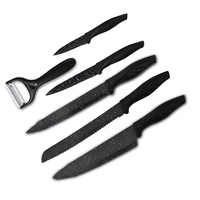 Ensemble de couteaux à pain de chef de cuisine en acier inoxydable 6 pièces poignées en plastique antirouille 3cr13 lames qualité essentielle pour la cuisson