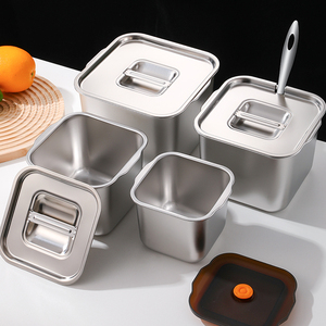 Stainless Steel Square Food <b>Storage</b> <b>Containers</b> with Lids Food Grade Condiment Oil Basin for <b>Kitchen</b> - Product Image 1