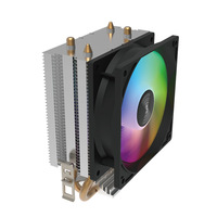 Ventilateur RGB silencieux 3 broches PWM, 2 caloducs, refroidisseur de processeur, radiateur PC pour boîtier d'ordinateur IX 1700 1150 1155 1156 1366 AM2/AM3/AM4