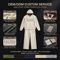 Ensemble de survêtement personnalisé pour homme, beige crème, avec passepoil contrastant, sweat à capuche zippé et pantalon de jogging en molleton athlétique, style streetwear hip-hop