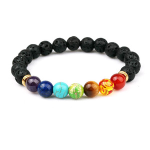 High Quality Stainless Steel Bead Natural Energy Stone Healing Gemstone Elastic 7 <strong>Chakra</strong> <strong>Bracelet</strong> - Product Image 1